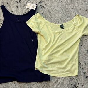 A New Day Navy Tank and Wild Fable Yellow Women Tops size Medium